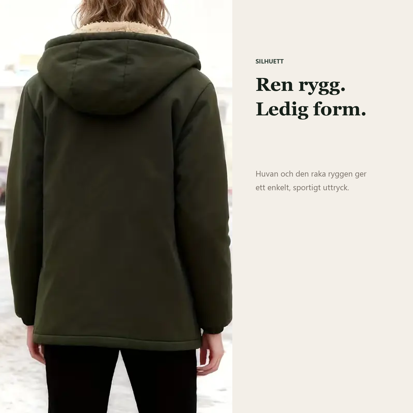 Fleecefodrad huvjacka sedd bakifrån