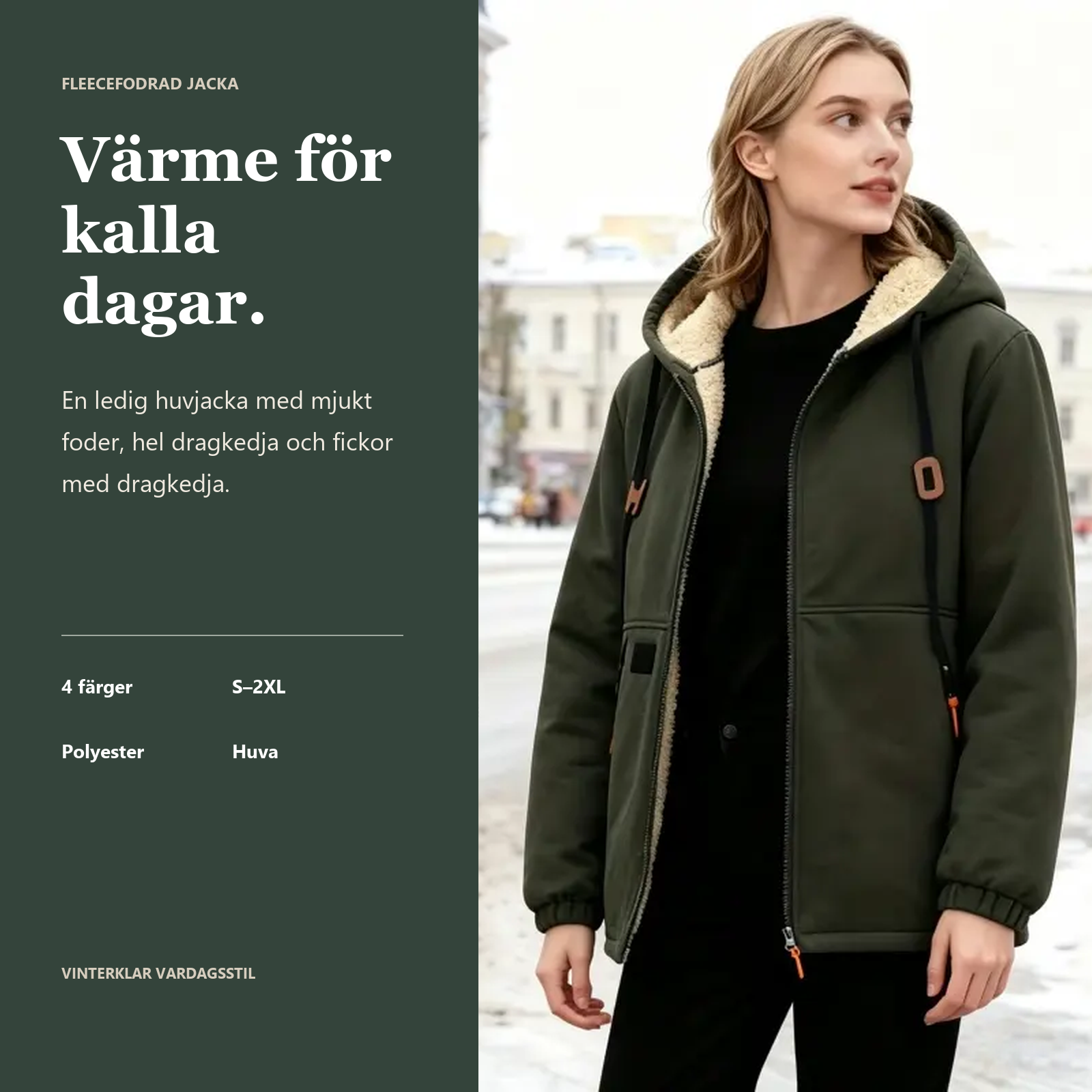 Fleecefodrad huvjacka för dam i kaffebrun