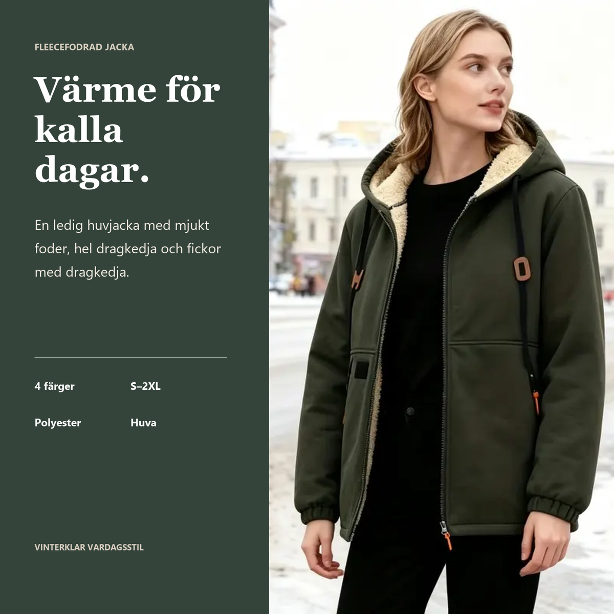 Fleecefodrad huvjacka för dam