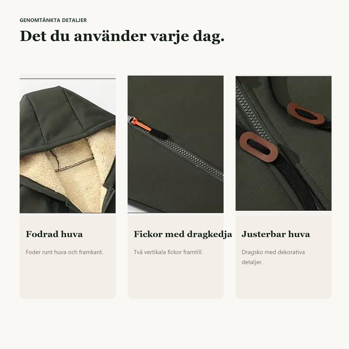 Fleecefodrad huvjacka för dam