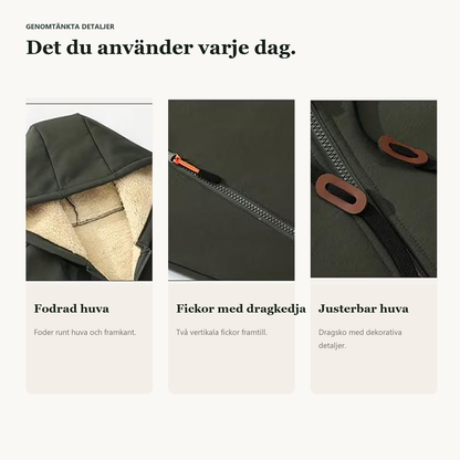 Fleecefodrad huvjacka för dam