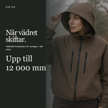 Kort vattentät regnjacka med huva