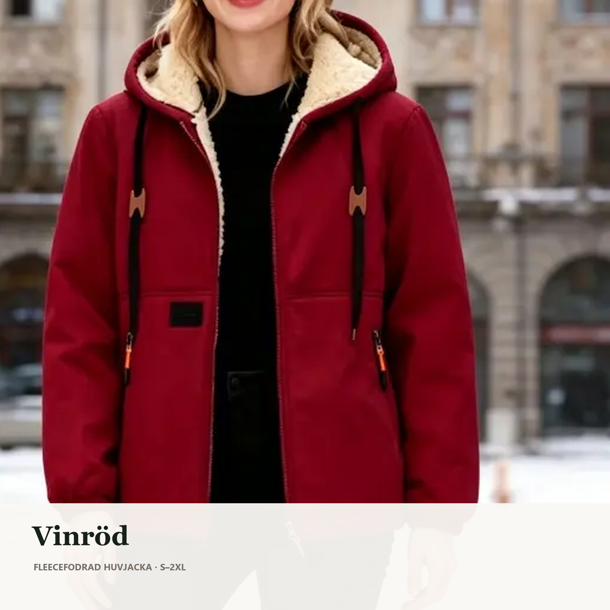 Fleecefodrad huvjacka för dam