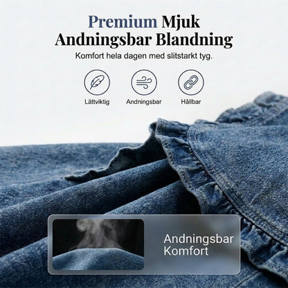 Dam Volangjacka i Denim – Öppen Framsida & Snygg Stil