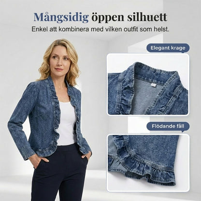 Dam Volangjacka i Denim – Öppen Framsida & Snygg Stil