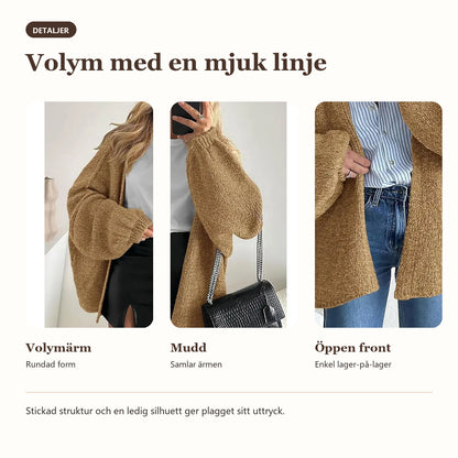 Oversized stickad kofta med volymärmar
