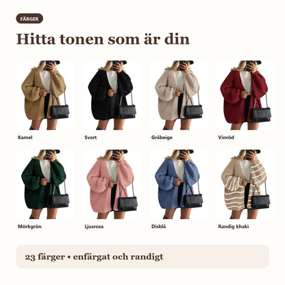Oversized stickad kofta med volymärmar