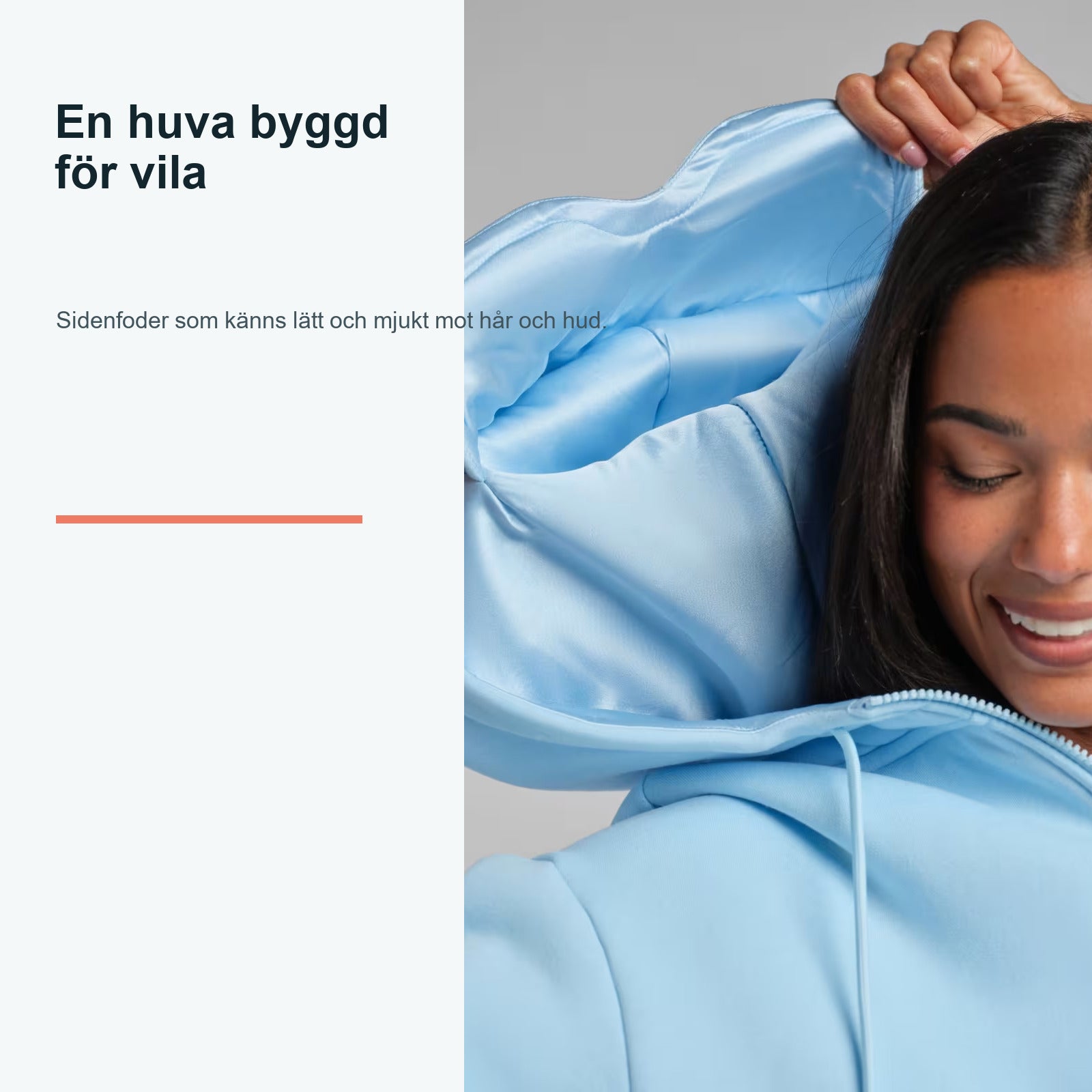 Reshoodie i Baby Blue med rymlig sidenfodrad huva